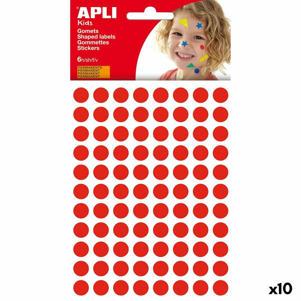 Stickers Apli Kids Gomets Circular Red (10Units)