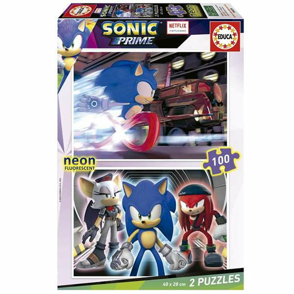 2-Puzzle Set Educa Neon Sonic 100 Pieces