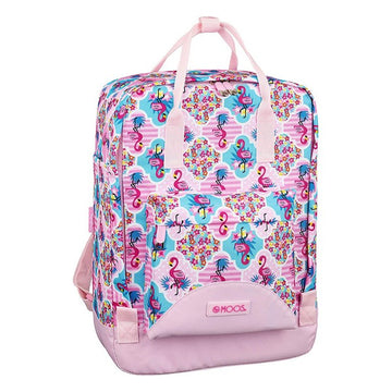 Rucksack with Upper Handle and Compartments Moos Flamingo Pink