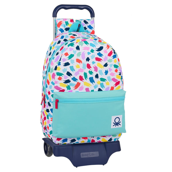 School Rucksack with Wheels Benetton Painting Multicolour