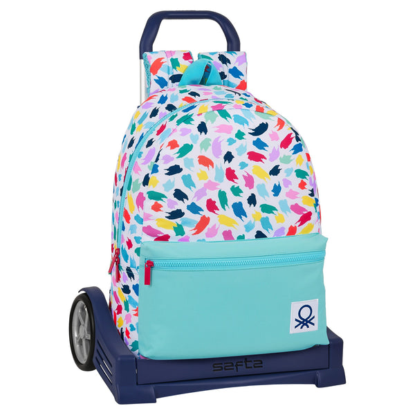 School Rucksack with Wheels Benetton Painting Multicolour