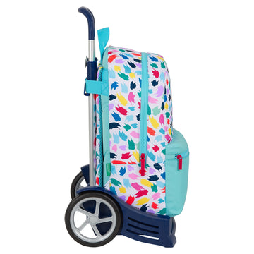 School Rucksack with Wheels Benetton Painting Multicolour