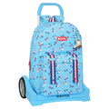 School Rucksack with Wheels Rollers Moos Multicolour Light Blue