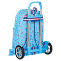 School Rucksack with Wheels Rollers Moos Multicolour Light Blue