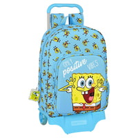 School Rucksack with Wheels Spongebob Positive Vibes Yellow Light Blue