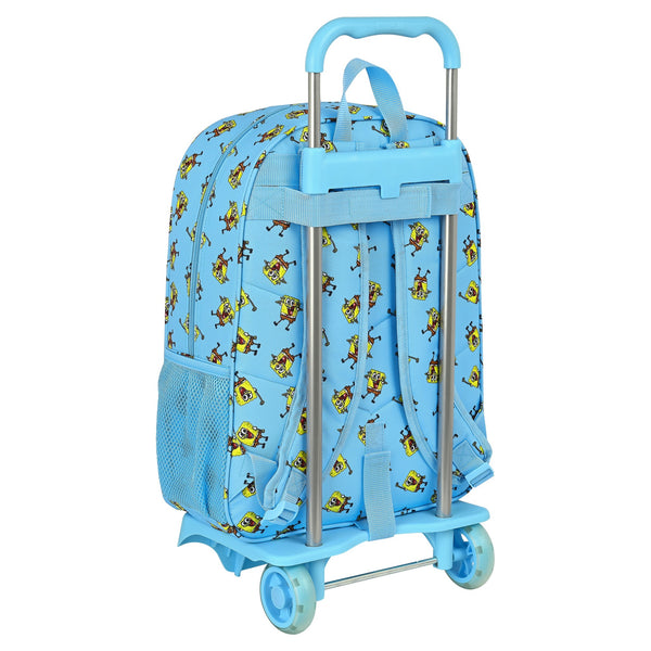 School Rucksack with Wheels Spongebob Positive Vibes Yellow Light Blue