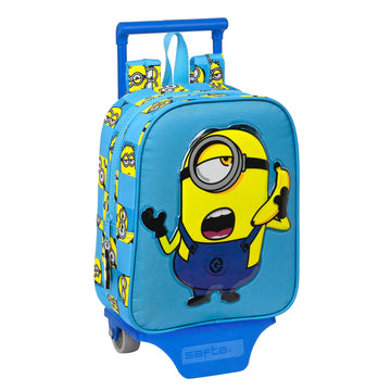 School Rucksack with Wheels Minions Minionstatic Blue (22 x 28 x 10 cm)