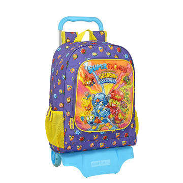 School Rucksack with Wheels SuperThings Guardians of Kazoom Purple Yellow (32 x 42 x 14 cm)