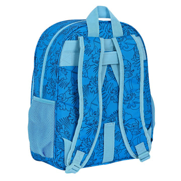 Zaino Scuola Stitch Azzurro 32 X 38 X 12 cm