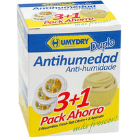 "Humydry Lemon Scented Moisture Absorber 3 Pack Refills + 1 Free Device"