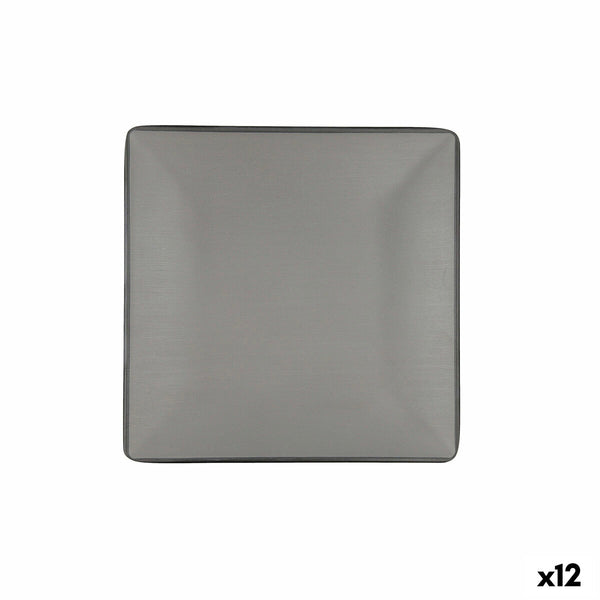 Flat Plate Bidasoa Gio Grey Plastic 21,5 x 21,5 cm (12 Units)