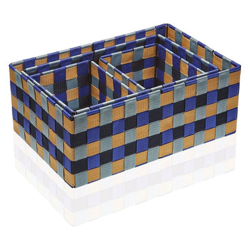 Set of Stackable Organising Boxes Blue Bay Textile (4 Pieces)