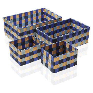 Set of Stackable Organising Boxes Blue Bay Textile (4 Pieces)