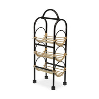 Round Bottle Rack Metal MDF Wood (18 x 12 x 43,5 cm)