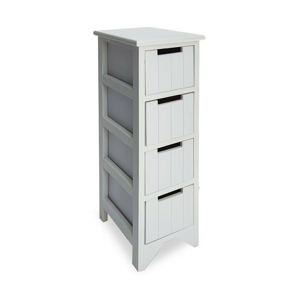 Chest of drawers White Paolownia wood 4 drawers (25 x 65 x 19 cm)