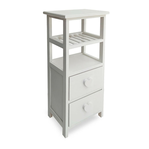 Chest of drawers White Paolownia wood 2 drawers 2 Shelves (22 x 69 x 28 cm)