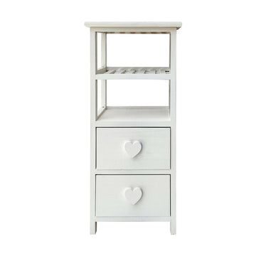 Chest of drawers White Paolownia wood 2 drawers 2 Shelves (22 x 69 x 28 cm)