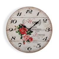 Wall Clock Flowers Wood Metal (Ø 29 cm)