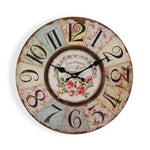 Wall Clock Flowers Wood Metal (Ø 29 cm)