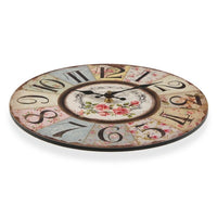 Wall Clock Flowers Wood Metal (Ø 29 cm)