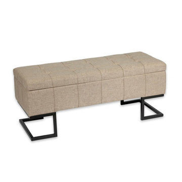 Foot of the bed Beige Metal Polyester Pine MDF Wood (42 x 40 x 105 cm)