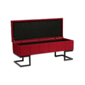 Foot of the bed Marsala Red Metal Polyester Pine MDF Wood (42 x 40 x 105 cm)