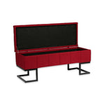 Foot of the bed Marsala Red Metal Polyester Pine MDF Wood (42 x 40 x 105 cm)