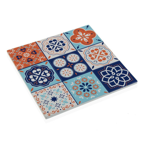 Table Mat Mosaic Orange Ceramic Cork (20 x 20 cm)