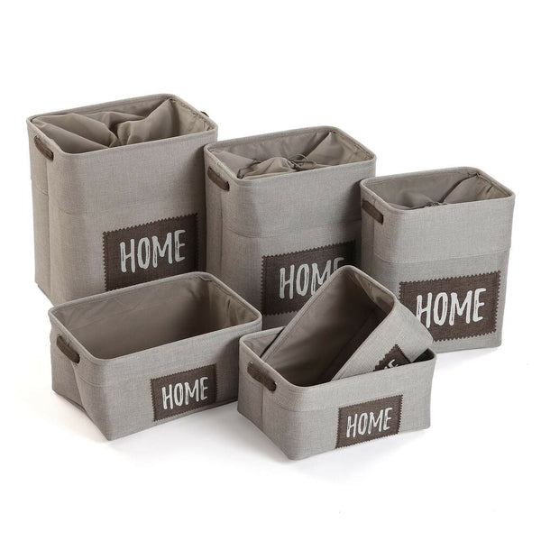 Basket set Home Light grey Textile (30 x 40 x 45 cm) (6 Pieces)