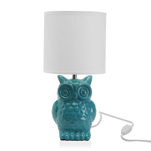 Desk lamp Owl Blue Ceramic (16 x 16 x 32,5 cm)