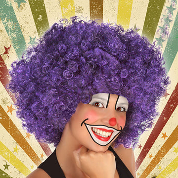 Curly Hair Wig Male clown Purple 117488