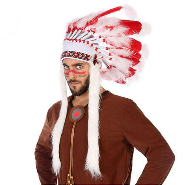 Indian Headdress White Red