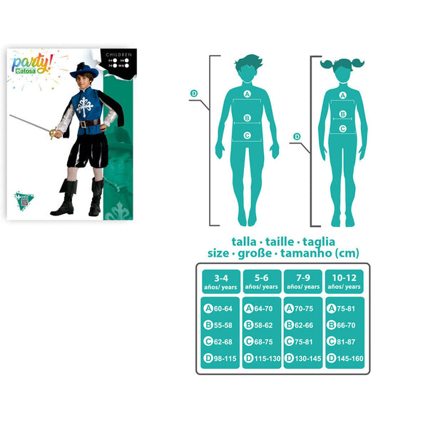 Costume for Children Male Musketeer Blue