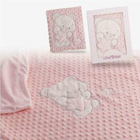 Baby blanket Bear Pink Embroidery Double 100 x 75 cm