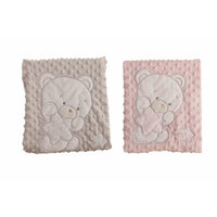 Baby blanket Bear Pink Embroidery Double 100 x 75 cm