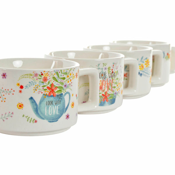 Piece Coffee Cup Set DKD Home Decor Metal Multicolour 260 ml Dolomite (4 Pieces)