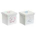 Decorative box Children's White Pink Wood (2 pcs) (11 x 11 x 11 cm)