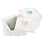 Decorative box Children's White Pink Wood (2 pcs) (11 x 11 x 11 cm)