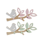 Coat rack DKD Home Decor Green Pink MDF Wood Birds (2 pcs) (28.5 x 14 x 5 cm)