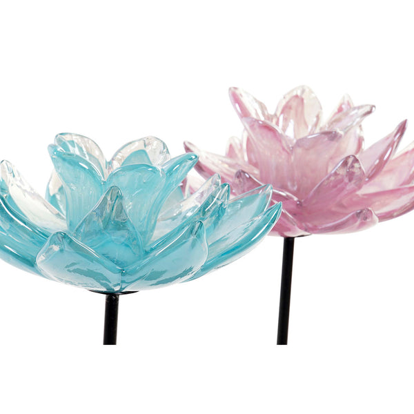 Candleholder DKD Home Decor Crystal Flower (16 x 16 x 29 cm) (2 pcs)