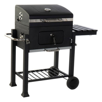 Coal Barbecue with Cover and Wheels DKD Home Decor Black Metal Steel 140 x 60 x 108 cm (140 x 60 x 108 cm)