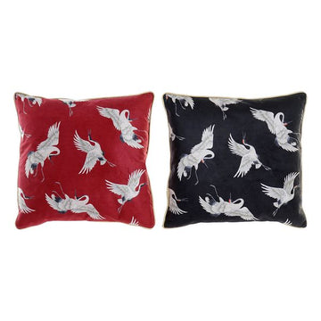 Cushion DKD Home Decor Birds Black Red (45 x 45 cm) (2 pcs)