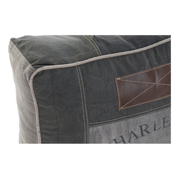 Pouffe DKD Home Decor Charleston Leather Cotton (50 x 14 x 55 cm)