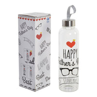 Water bottle Father's Day DKD Home Decor Transparent Borosilicate Glass (550 ml) (3 pcs)