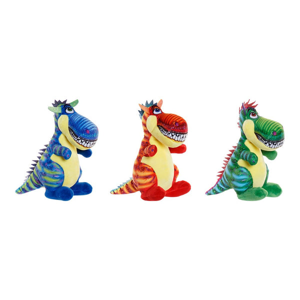 Fluffy toy DKD Home Decor Polyester Dinosaur (3 pcs) (13 x 16 x 20 cm)