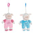 Rattle Cuddly Toy DKD Home Decor Blue Pink Polyester (2 pcs) (25 x 10 x 38 cm) (2 pcs)