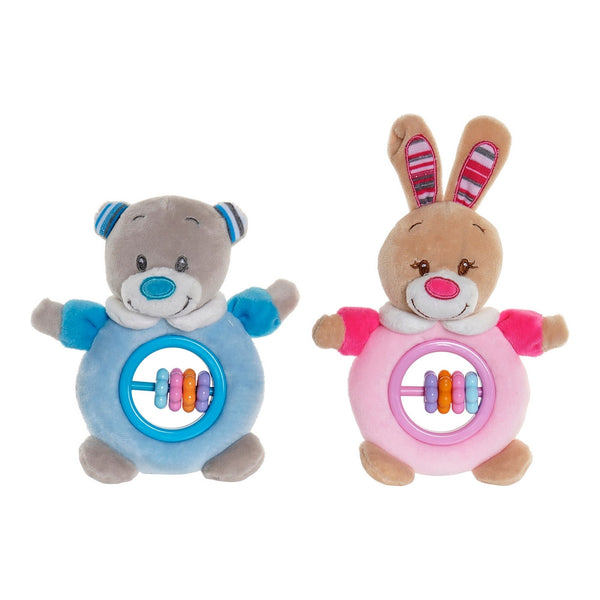 Rattle Cuddly Toy DKD Home Decor Blue Pink Polyester (2 pcs) (14 x 6 x 21 cm) (2 pcs)