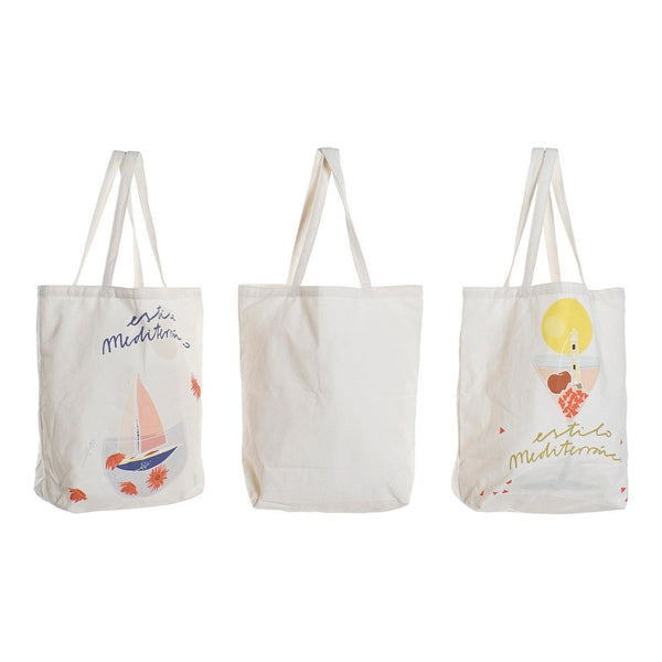 Multi-use Bag DKD Home Decor Mediterranean White Polyester (3 pcs) (43 x 15 x 66 cm)