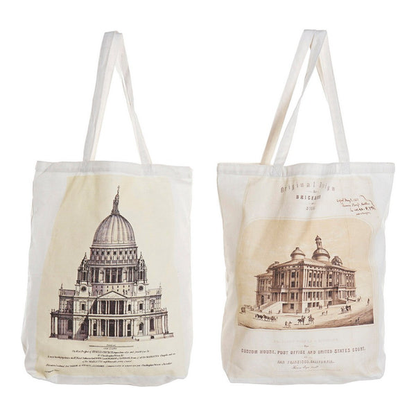 Multi-use Bag DKD Home Decor Houses Beige (2 pcs) (43 x 15 x 65 cm)