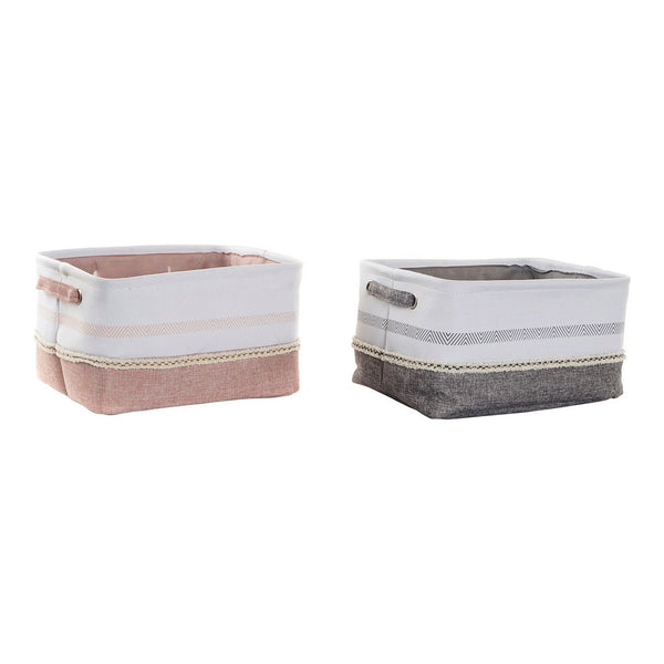 Basket DKD Home Decor Polyester Boho (2 pcs)